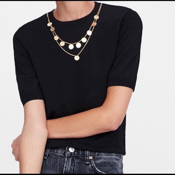 Zara Tops - Zara Knit Top with Gold Medallion Necklace NWT